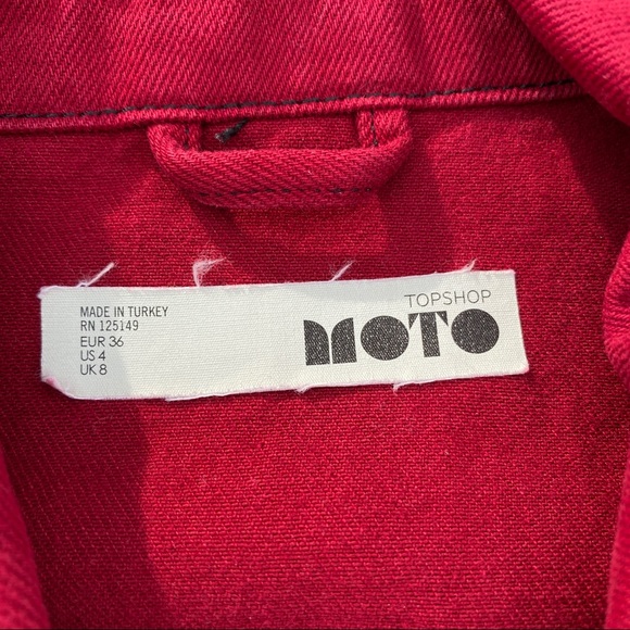 TopShop Moto Red Denim Jacket - Picture 4 of 4